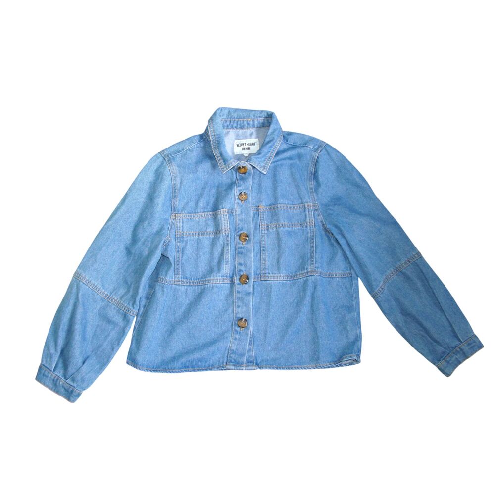 Velvet Heart Denim Blue Button Front Shacket Jacket Women's Small Lightweight
